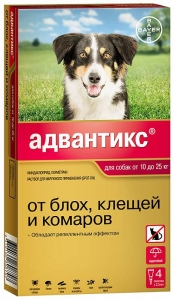 Адвантикс 250С капли от блох и клещей для собак 10-25кг